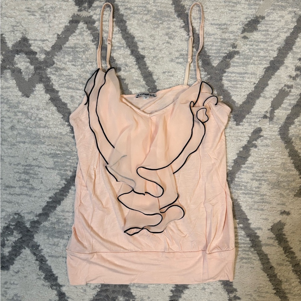 Vintage Y2K Express Light Pink Ruffle Tank Top